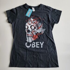 They Live OBEY T Shirt Skull Horror Sci-Fi Nerd Block Exclusive Womens XL Black